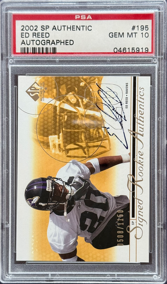 2002 SP Authentic ED Reed Autographed #195 PSA 10