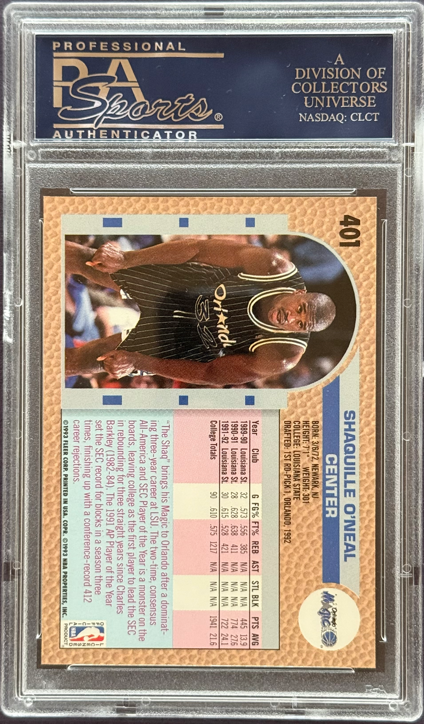 1992 Fleer Shaquille O'Neal #401 PSA 10