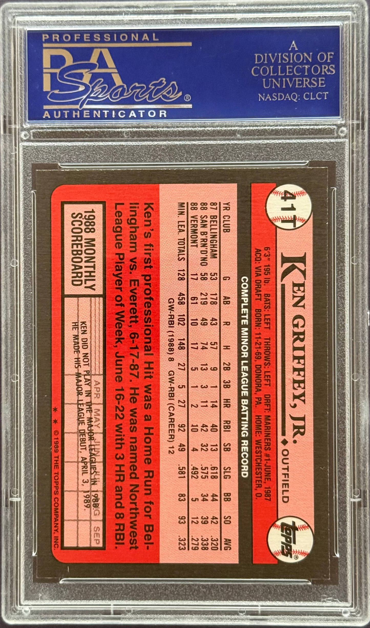 1989 Topps Traded Ken Griffey Jr. #41T PSA 10