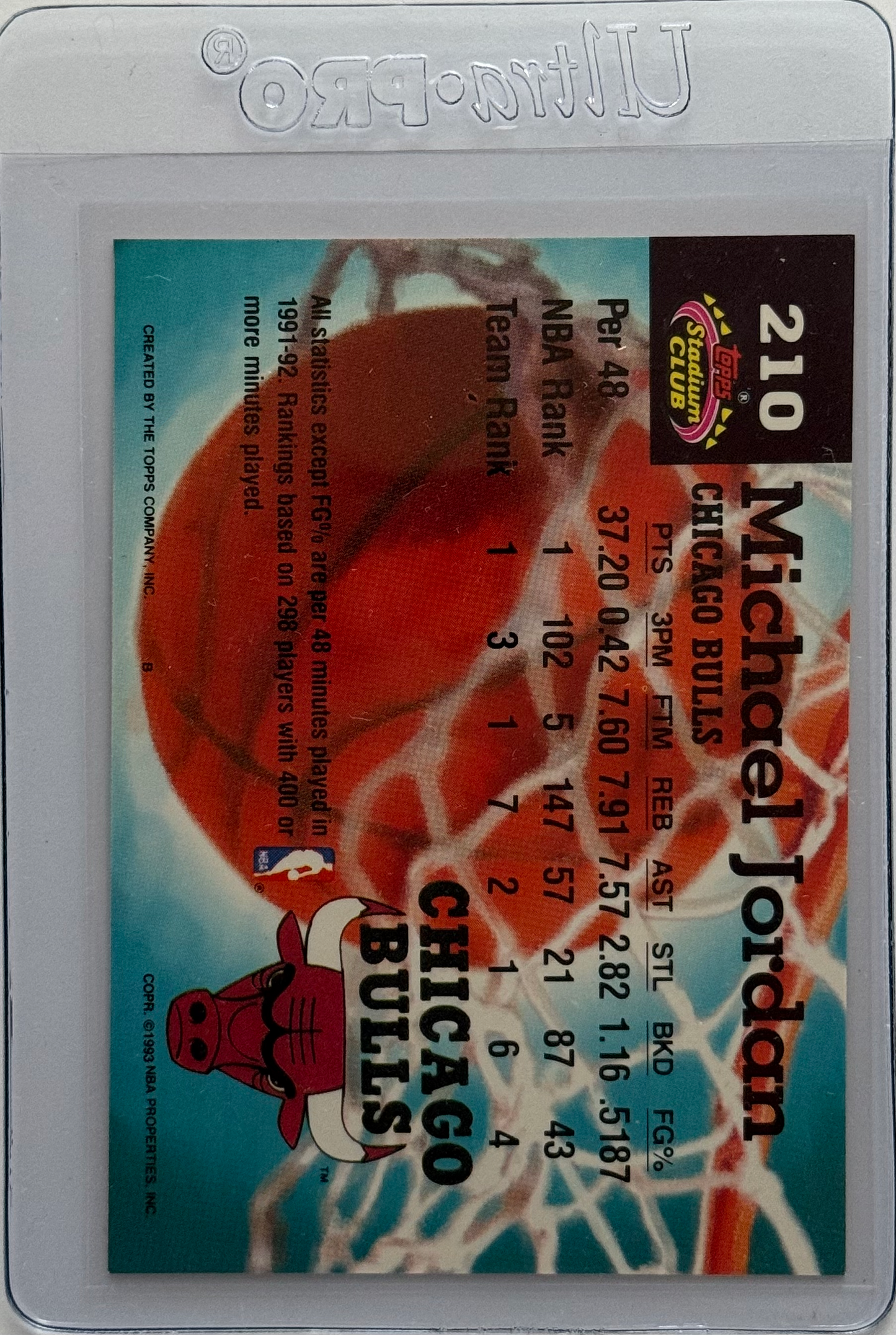 1992 Topps Stadium Club Michael Jordan #210 Near Mint-Mint