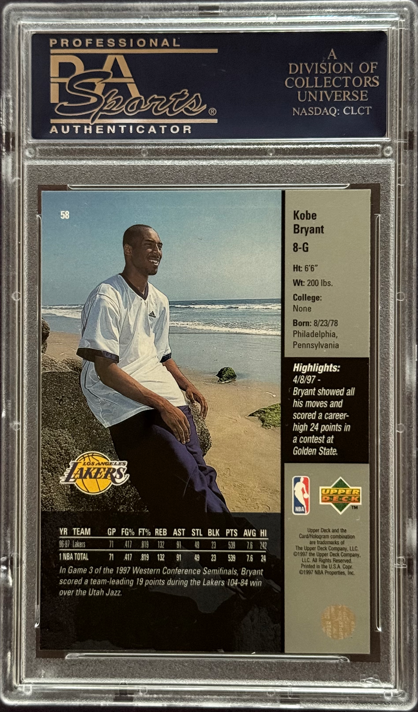 1997 Upper Deck Kobe Bryant #58 PSA 10